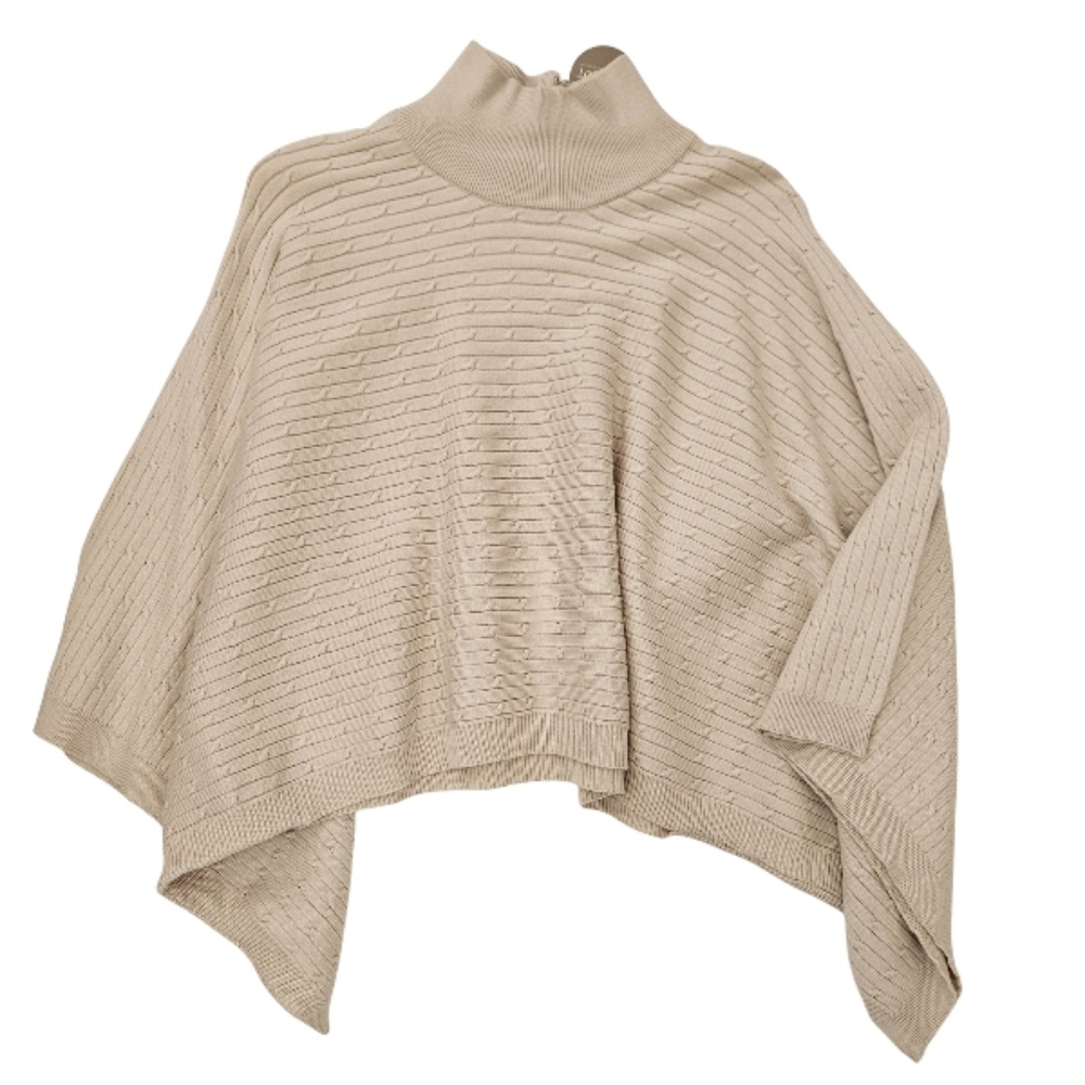 Cableknit Mockneck Poncho